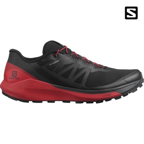 Black / Red Salomon Sense Ride 4 Men's Trail Running Shoes | PH 86532P